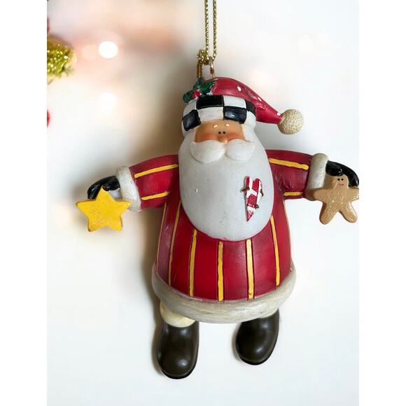 VINTAGE Resin Jolly Saint Nick Santa Claus Star Christmas Tree Xmas Ornament - Picture 1 of 1